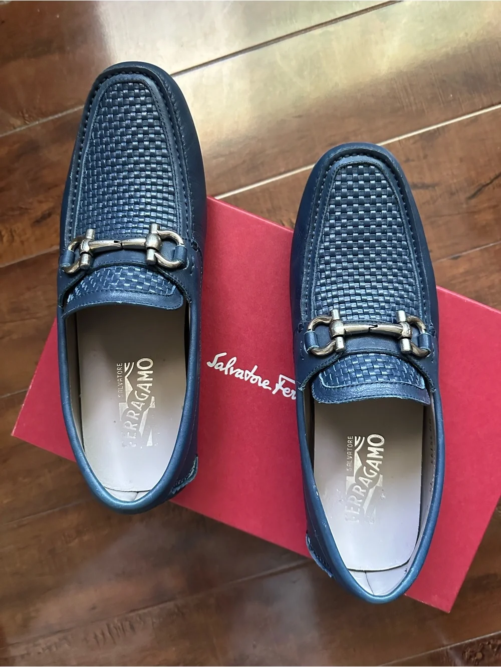 Salvatore Ferragamo Navy Leather Bit Loafers 0400012298664_NERO main image 4